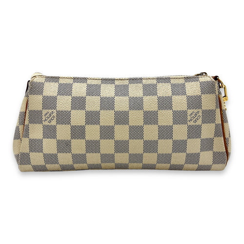 Eva Damier Azur Shoulder Bag in Coated Canvas, Gold hardware