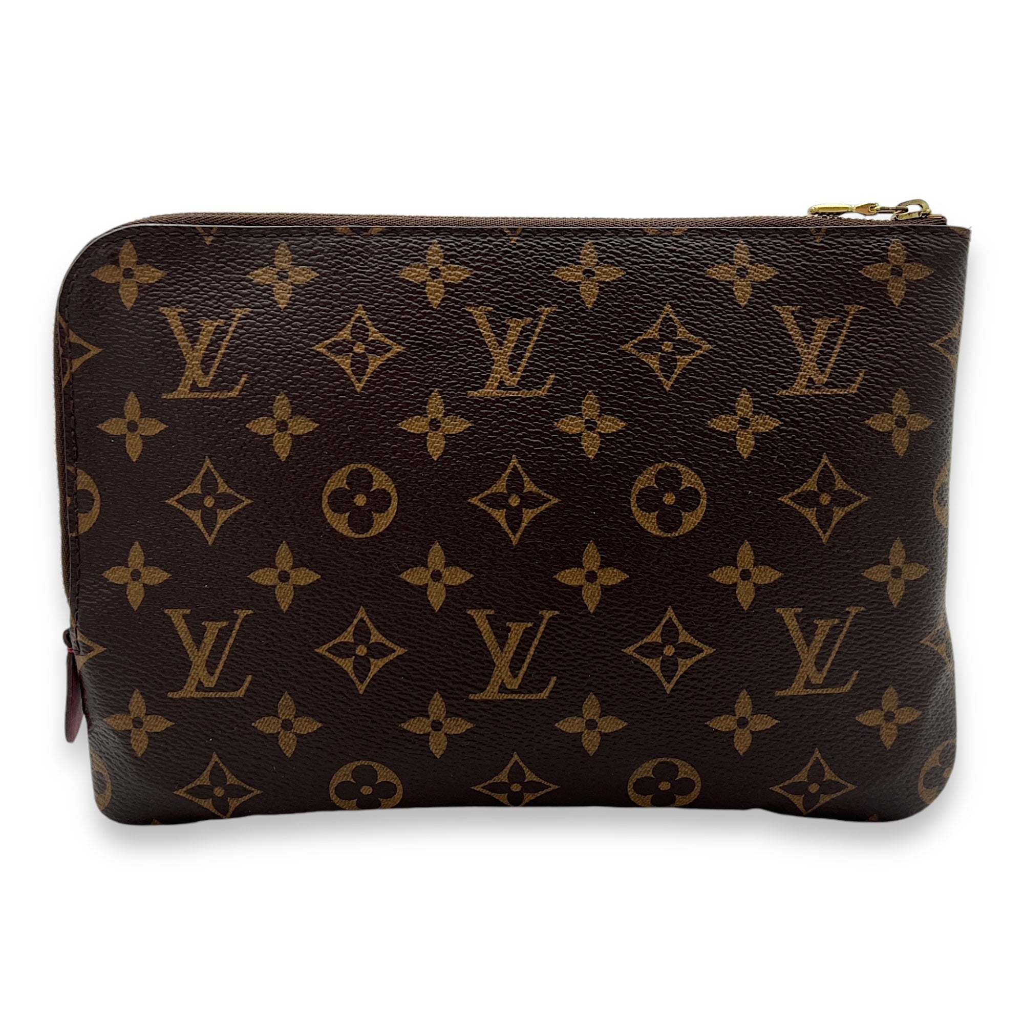 Etui Voyage Pouch PM Brown in Monogram Coated Canvas, Gold hardware