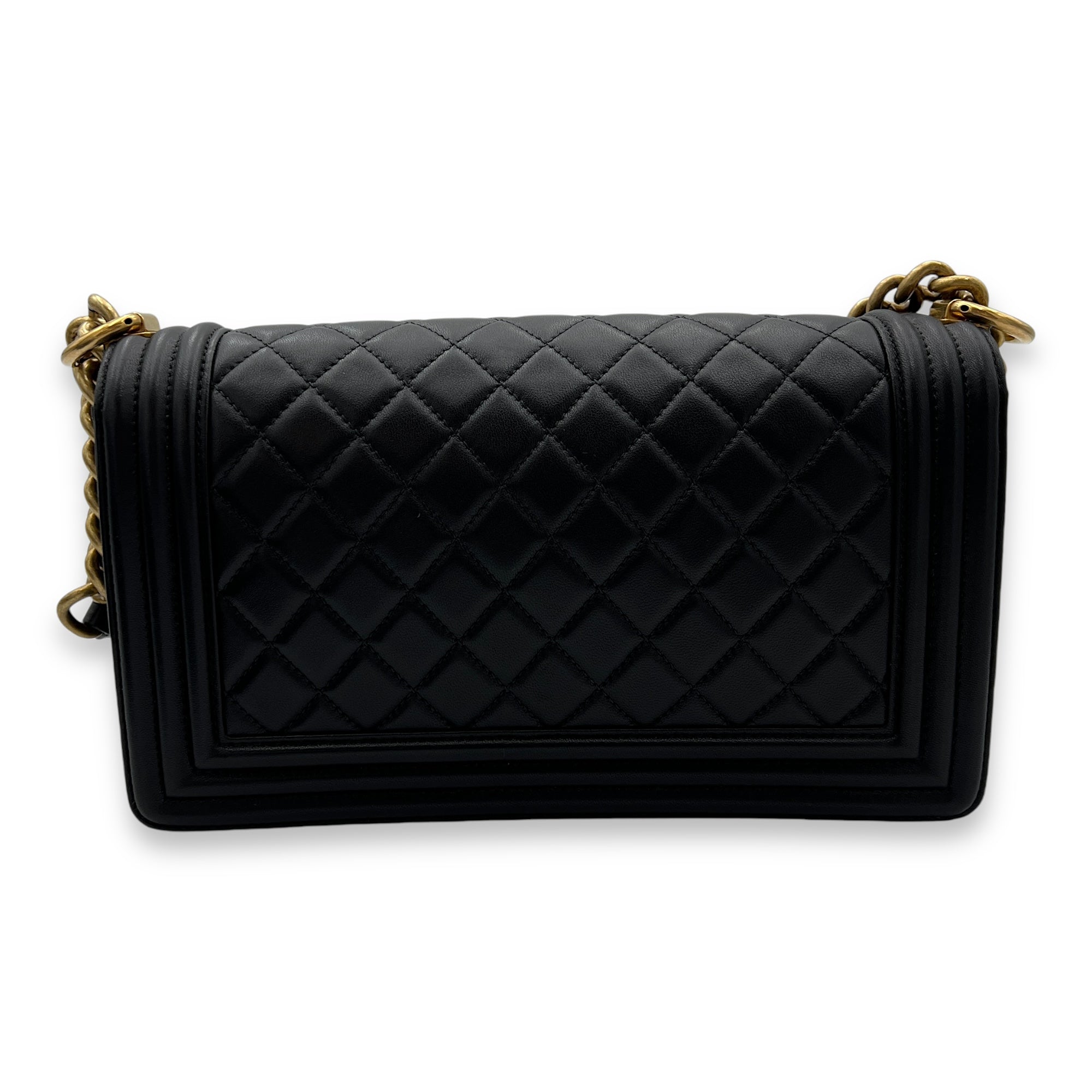 Boy Crossbody Bag Medium Black in Lambskin, Gold hardware