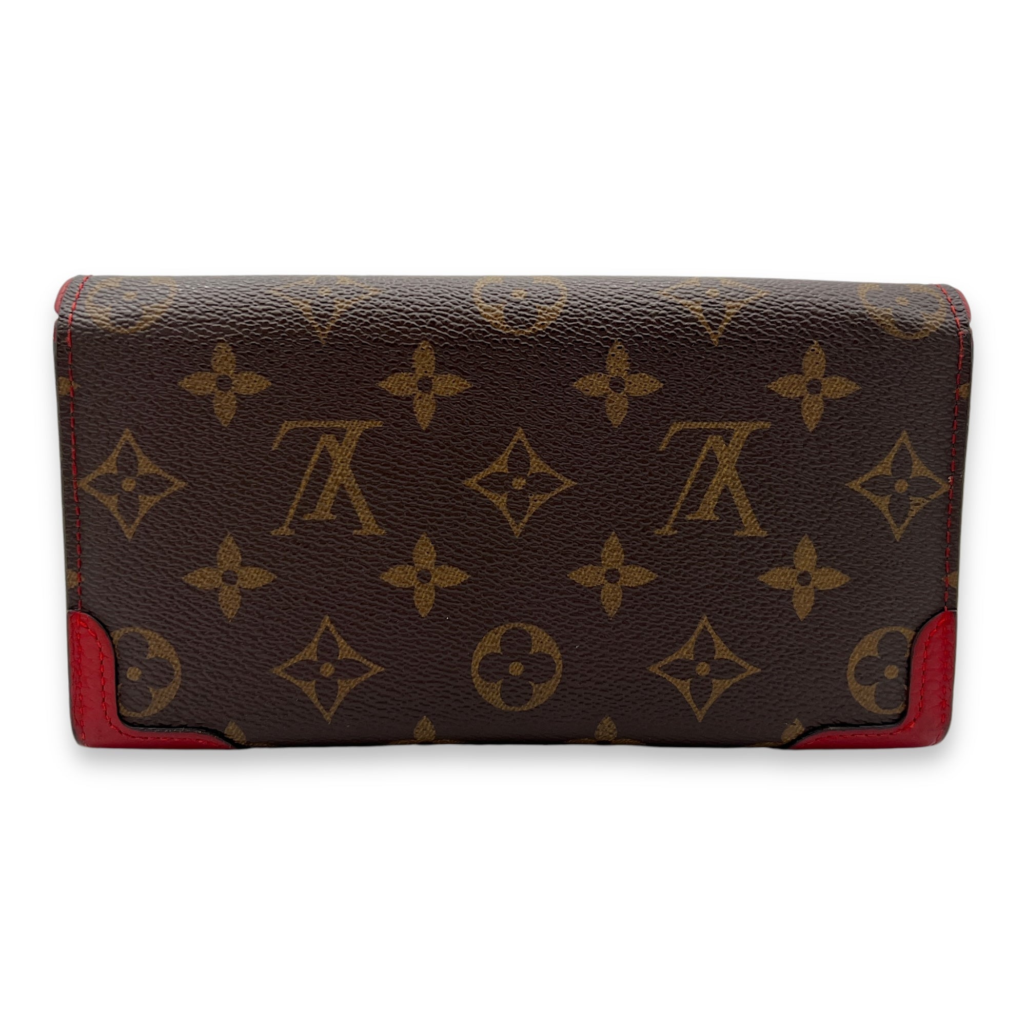 Sarah Retiro Wallet Brown in Monogram Coated Canvas, Gold hardware