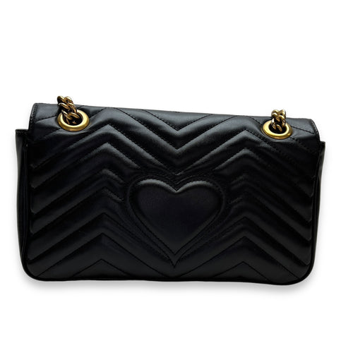 GG Marmont Shoulder Bag Small Black in Calfskin, Gold hardware