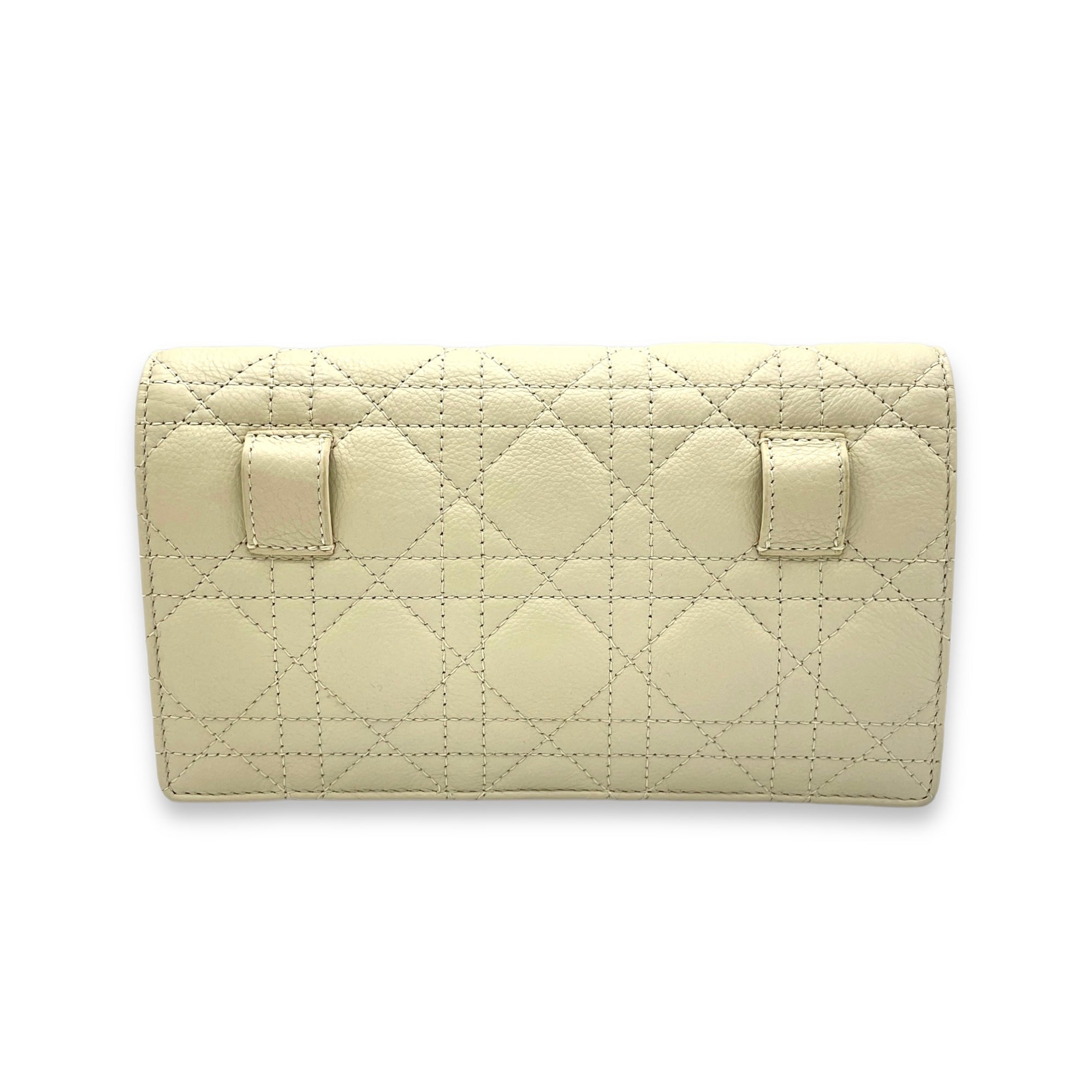 Dior Caro  Pouch White in Calfskin, Gold hardware