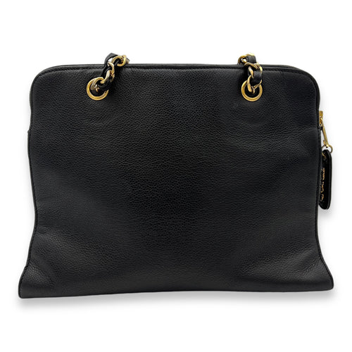 Vintage Shoulder Bag Black in Caviar Leather, Gold hardware