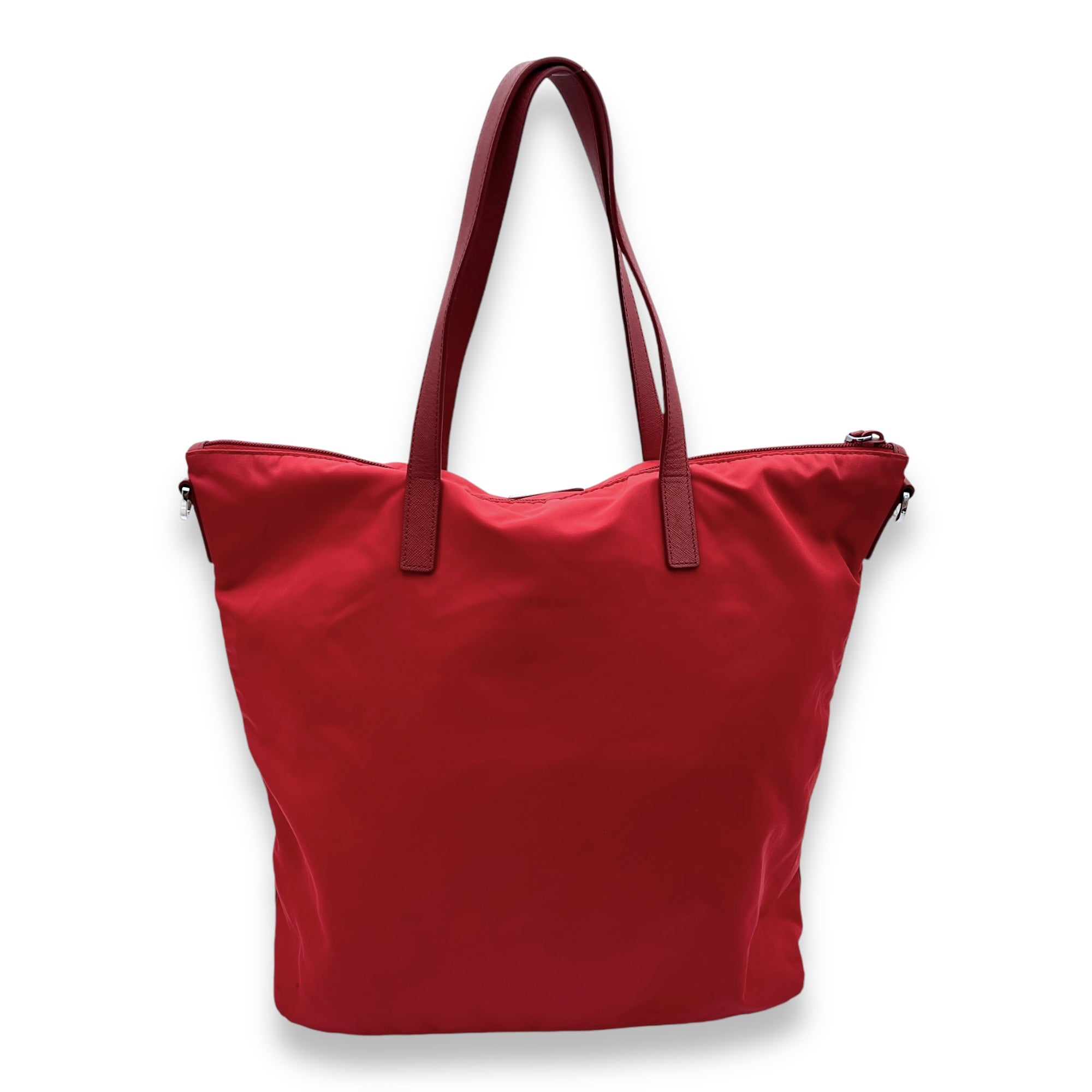 Logo Tote Bag Red in Nylon, Silver hardware