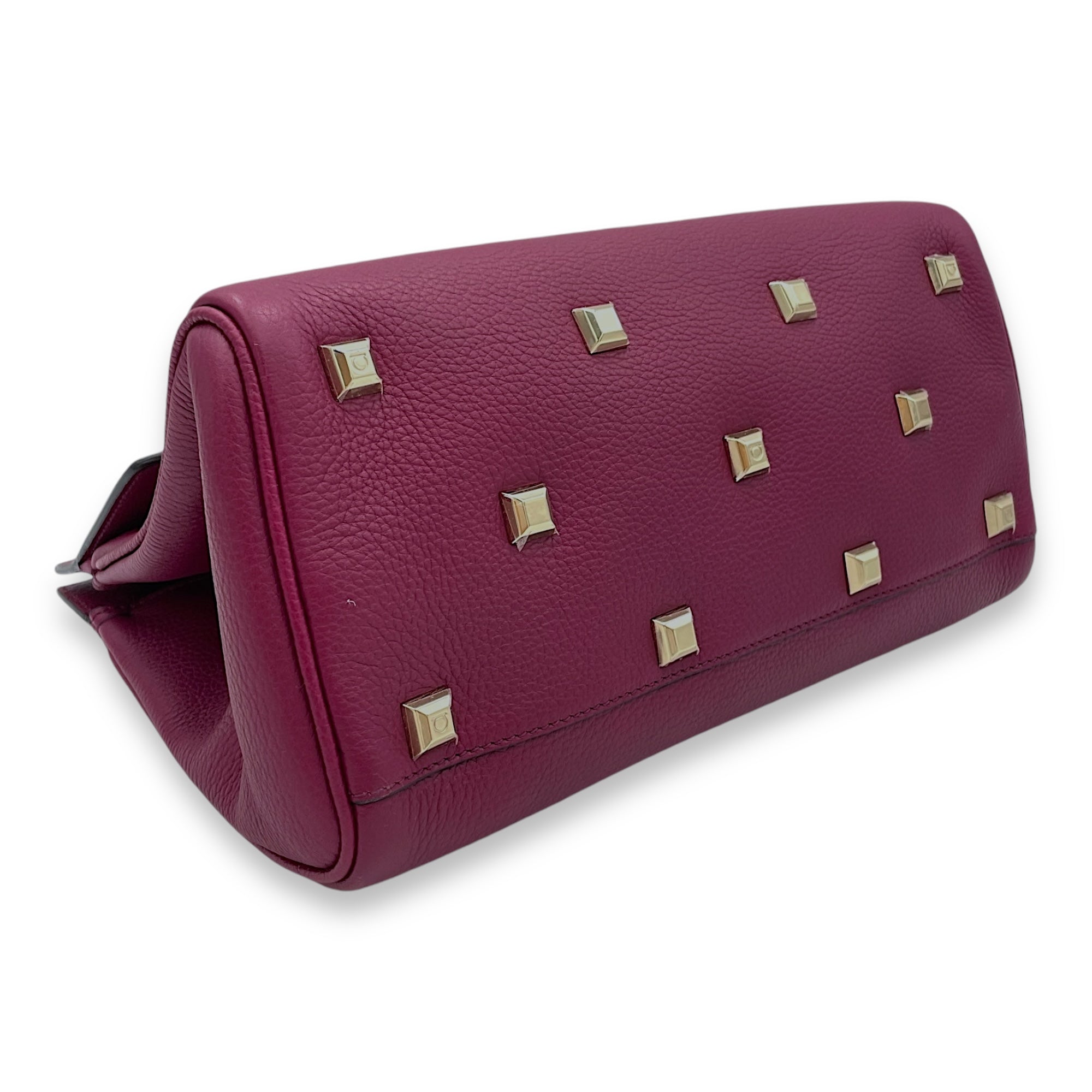 Studio Top Handle Bag Purple in Calfskin, Gold hardware