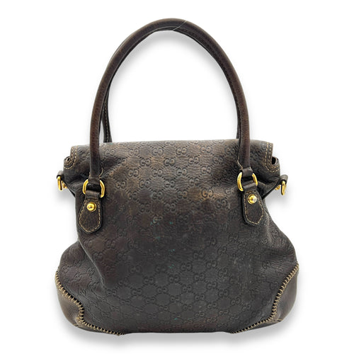 Horsebit 1955 Shoulder Bag Brown in Calfskin, Gold hardware