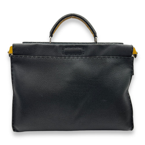 Peekaboo Black Top Handle Bag in Calfskin, Silver hardware