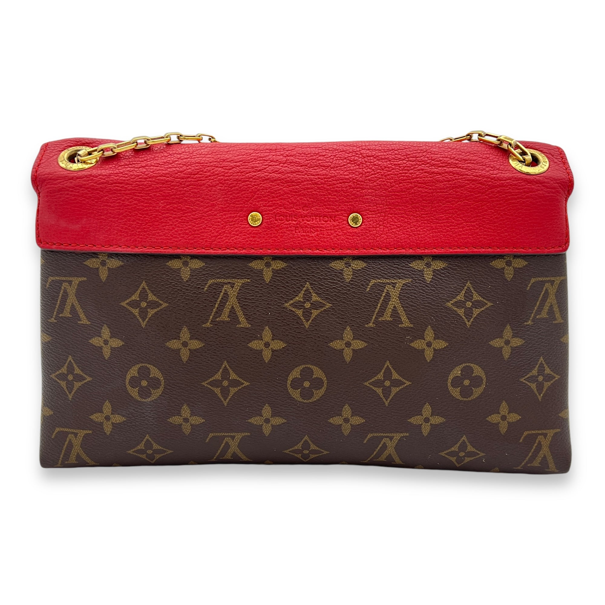 Pallas Shoulder Bag Brown in Monogram Coated Canvas, Gold hardware