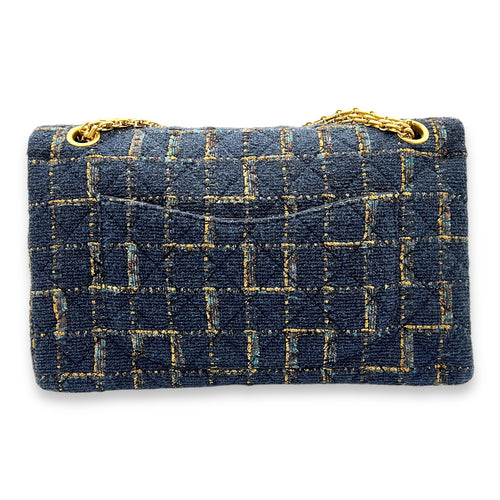 Fantasy 2.55 Reissue Blue Shoulder Bag in Tweed, Gold hardware