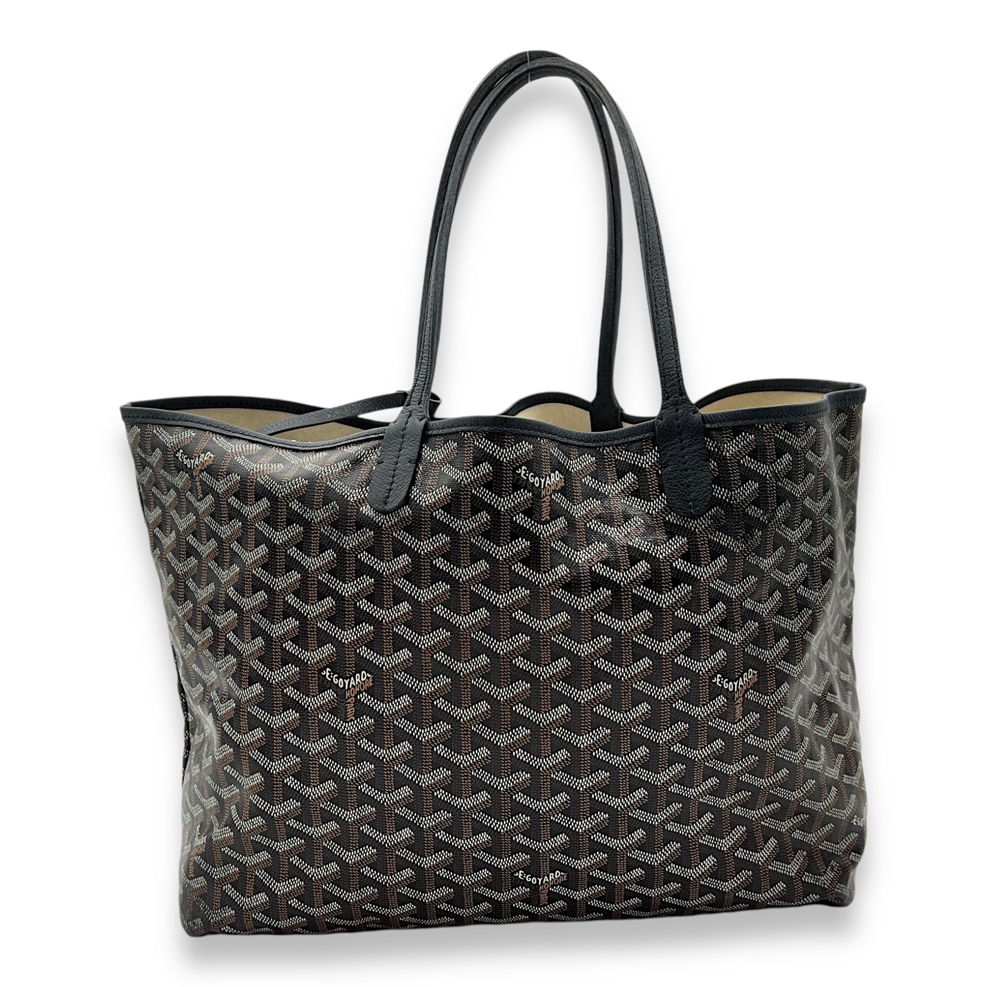 Saint Louis Tote Bag PM Black in Coated Canvas, Silver hardware