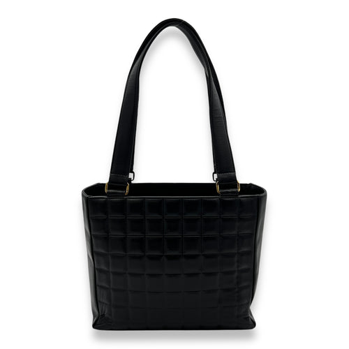 chocolate Black Tote Bag in Calfskin, Gold hardware