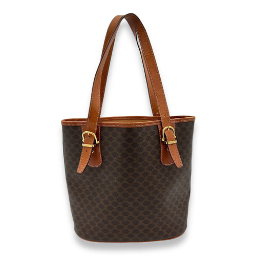 Macadam Tote Bag Brown in Coated Canvas, Gold hardware