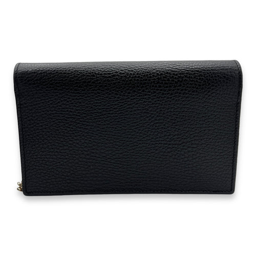 Interlocking G Wallet On Chain Black in Calfskin, Light Gold hardware