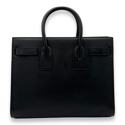 Sac 2 Jours Top Handle Bag Medium Black in Calfskin, Gold hardware