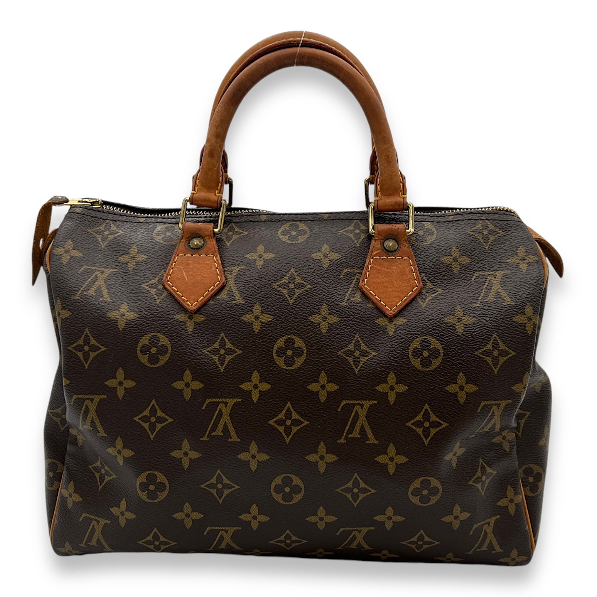 Speedy Top Handle Bag 30 Brown in Monogram Coated Canvas, Gold hardware