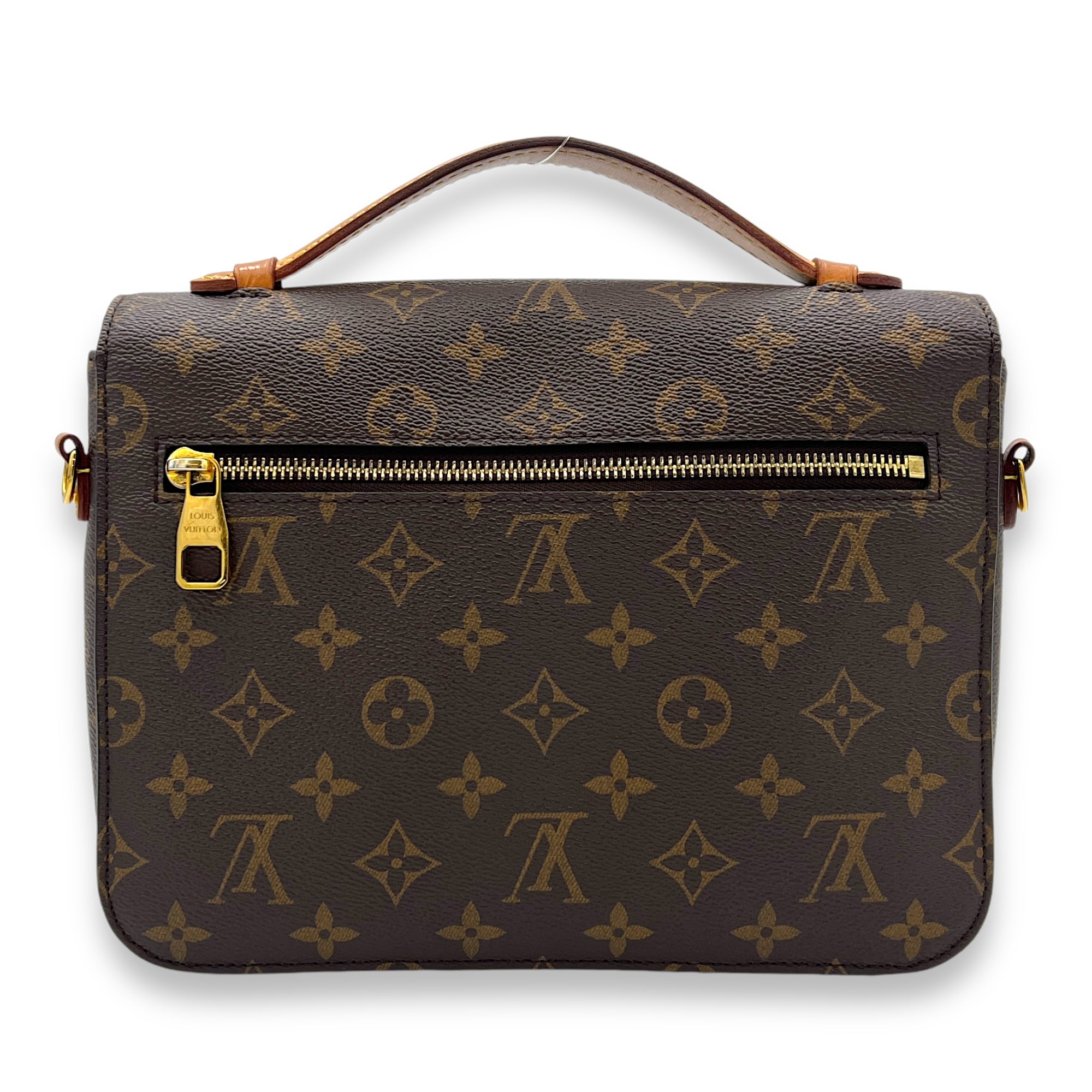 Metis Pochette Top Handle Bag Brown in Monogram Coated Canvas, Gold hardware