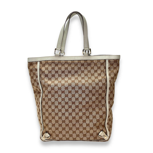 GG Abbey Brown Top Handle Bag in Canvas, Gold hardware