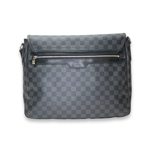 Daniel MM Damier Graphite Messenger in Coated Canvas, Silver hardware