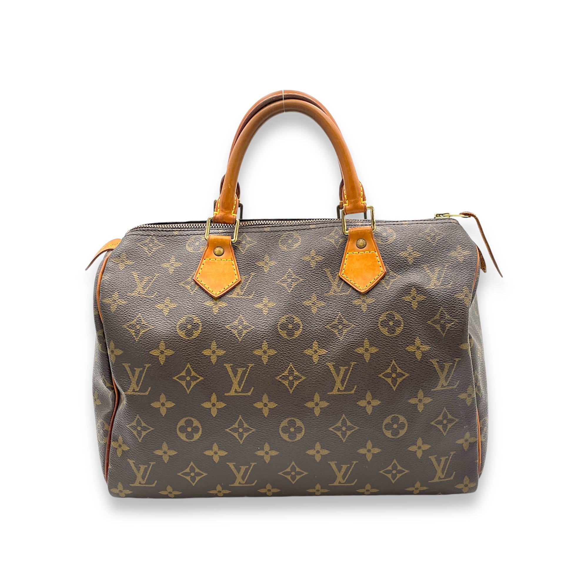 Speedy Top Handle Bag 30 Brown in Monogram Coated Canvas, Gold hardware