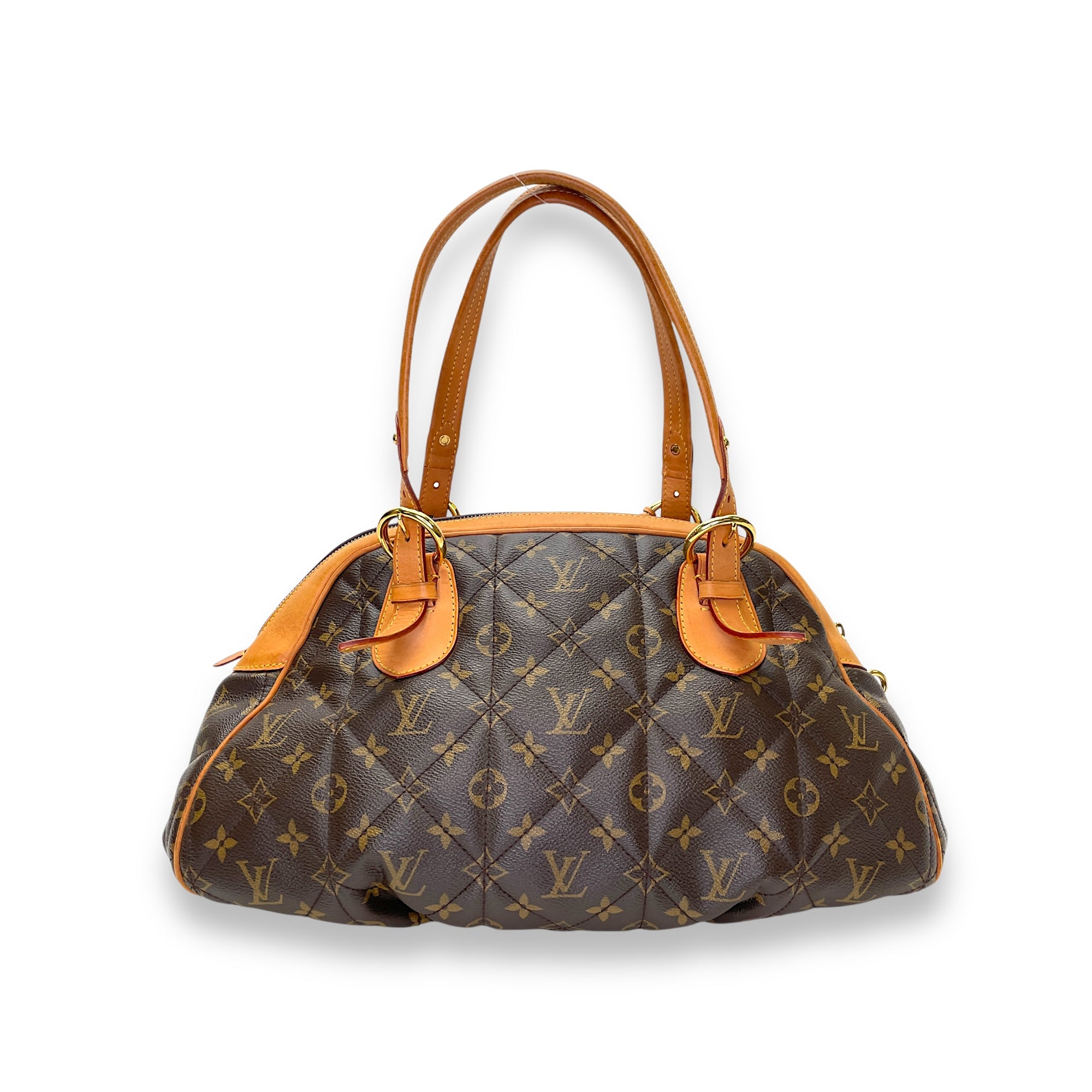 Etoile Brown Top Handle Bag in Monogram Coated Canvas, Gold hardware