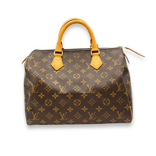 Speedy Top Handle Bag 30 Brown in Monogram Coated Canvas, Gold hardware