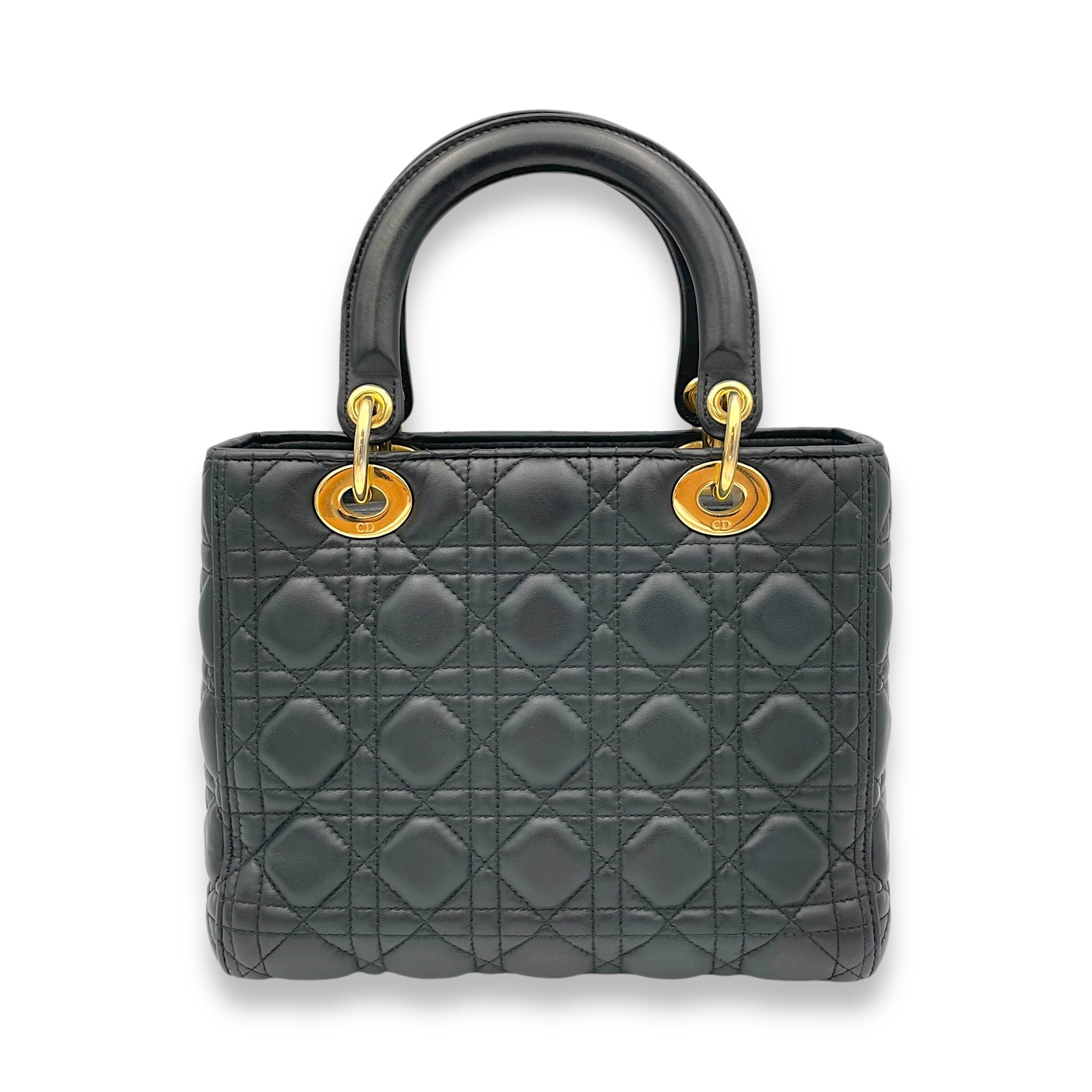 Lady Dior Top Handle Bag Black in Lambskin, Gold hardware