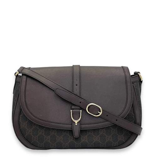 GG Supreme Brown Messenger in Calfskin, Light Gold hardware