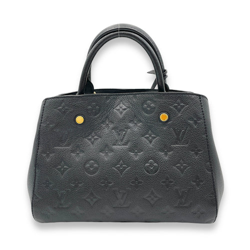 Montaigne Top Handle Bag Black in Empreinte Leather, Gold hardware