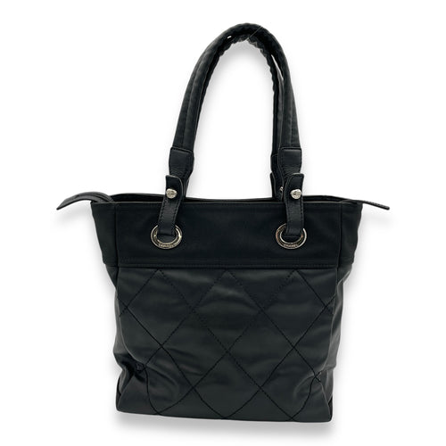 Biarritz Tote Bag Black in Coated Canvas, Silver hardware