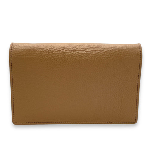 Soho Wallet On Chain Brown in Calfskin, Gold hardware