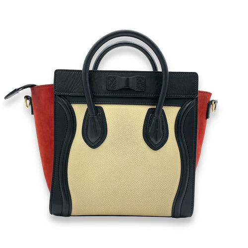 Luggage Top Handle Bag Nano Multi-colour in Calfskin, Gold hardware