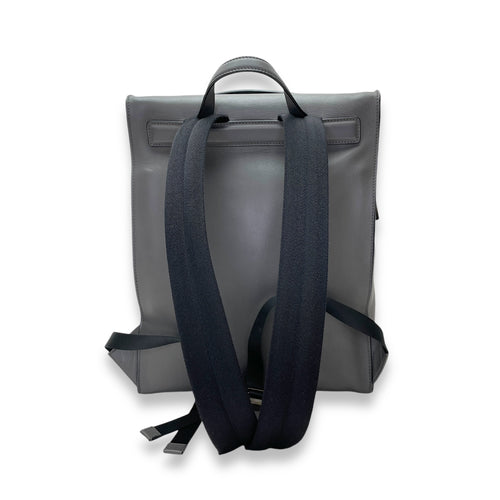 Logo Grey Backpack in Calfskin, Silver hardware