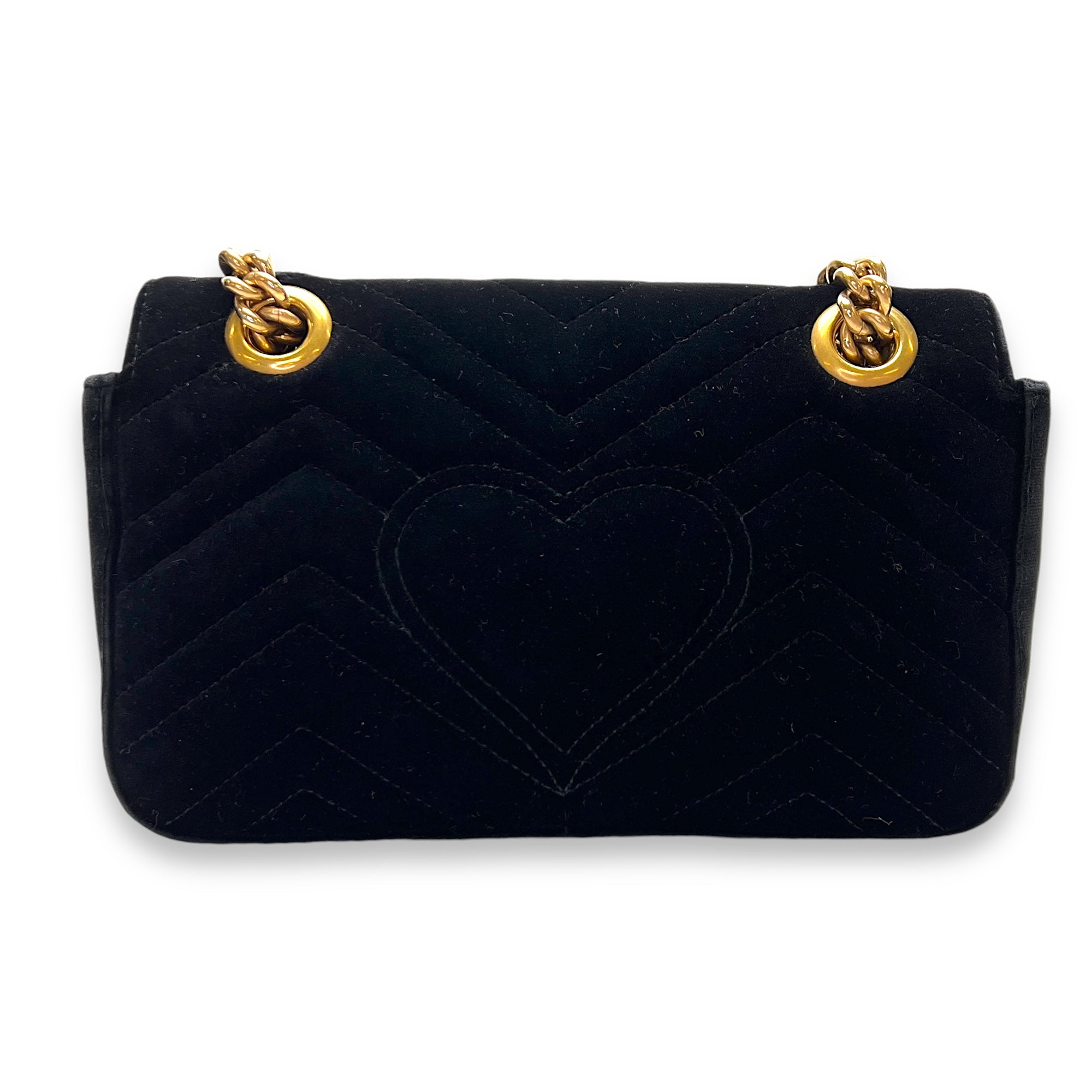 GG Marmont Mini Shoulder bag in Velvet, Gold Hardware