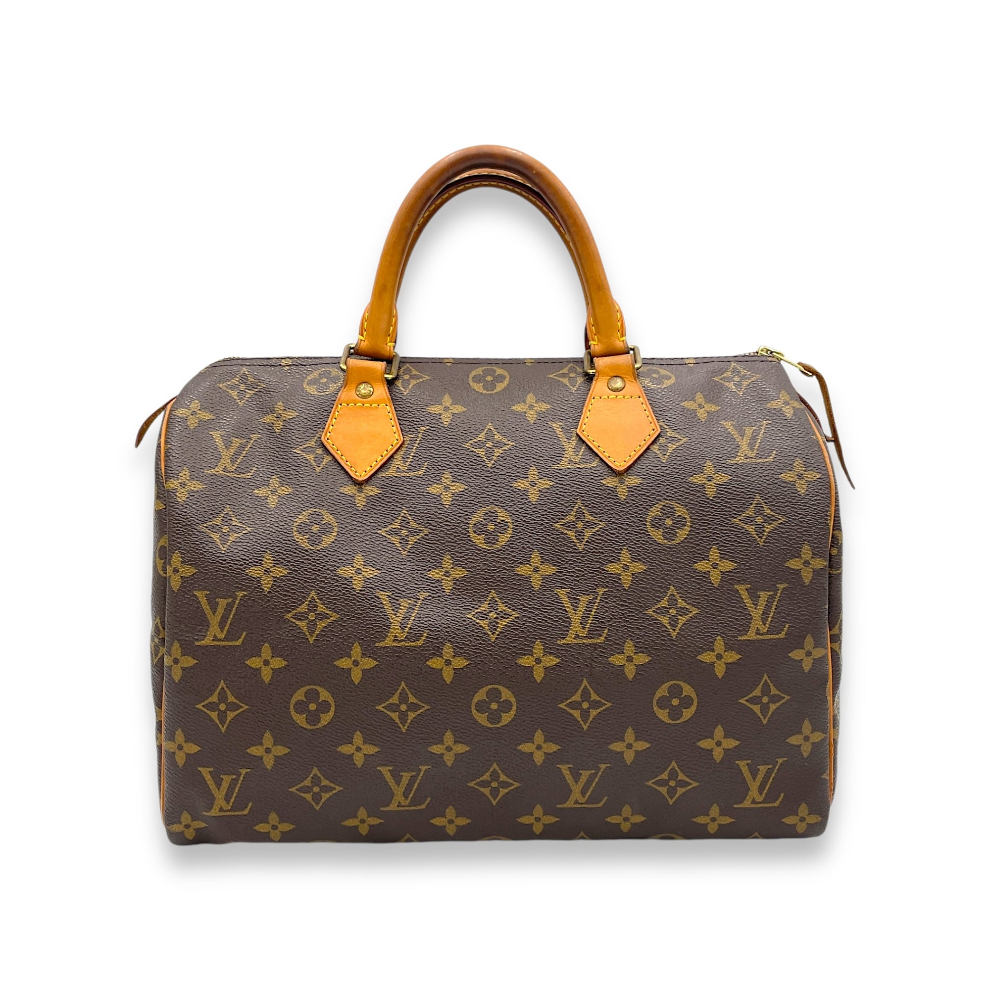 Speedy Top Handle Bag 30 Brown in Monogram Coated Canvas, Gold hardware