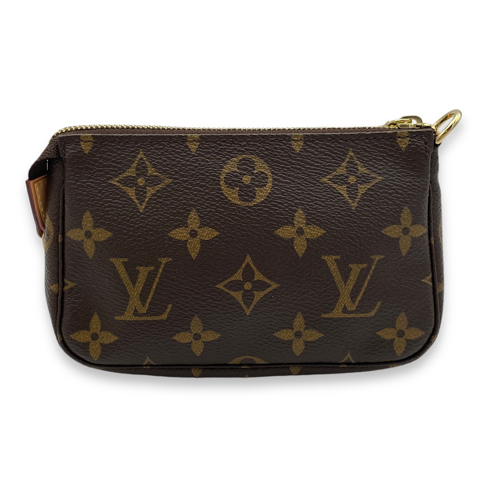 Pochette Accessoires Mini Brown Pouch in Monogram Coated Canvas, Gold hardware