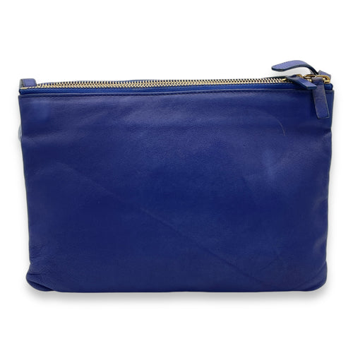 Trio Large Blue Crossbody Bag in Lambskin, Gold hardware