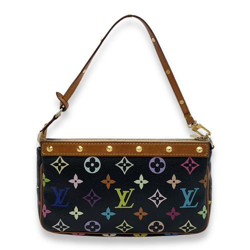 Takashi Murakami Pochette Accessoires Multicolour Shoulder Bag in Monogram Coated Canvas, Gold hardware