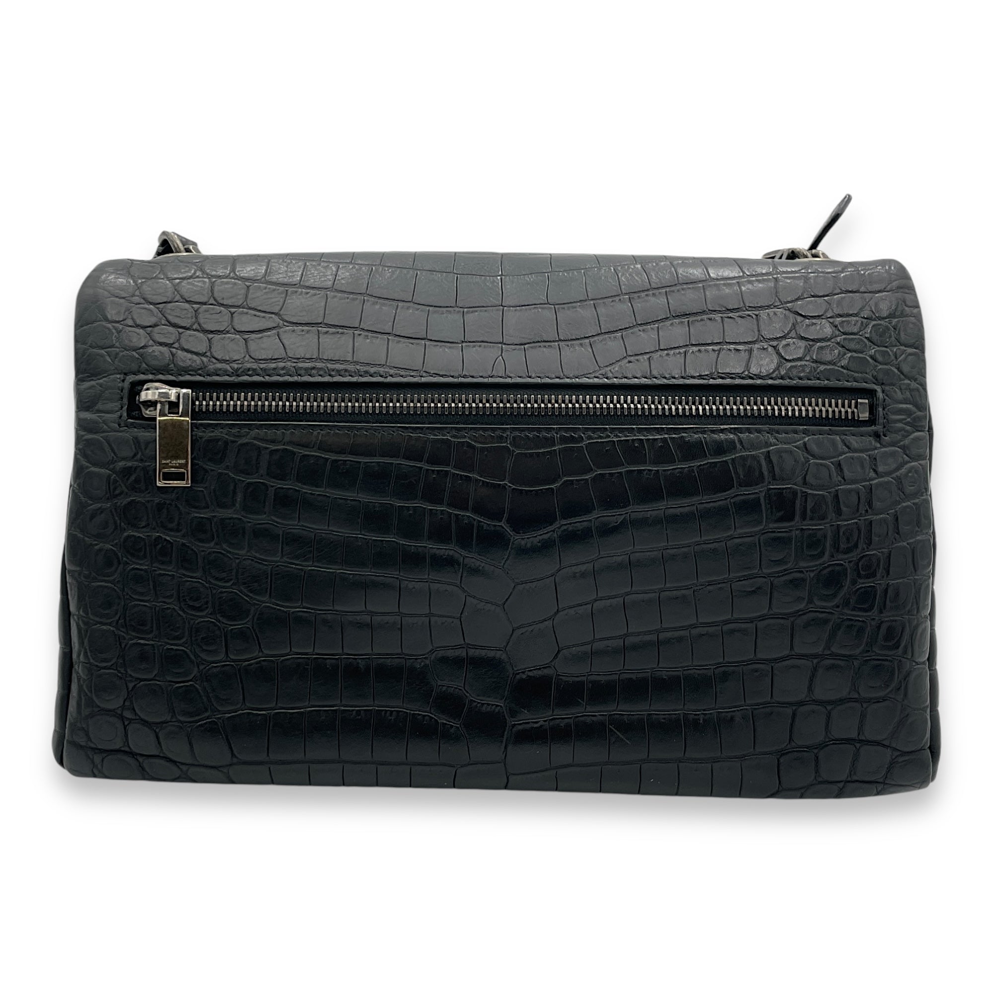 Hollywood Shoulder Bag Black in Calfskin, Silver hardware