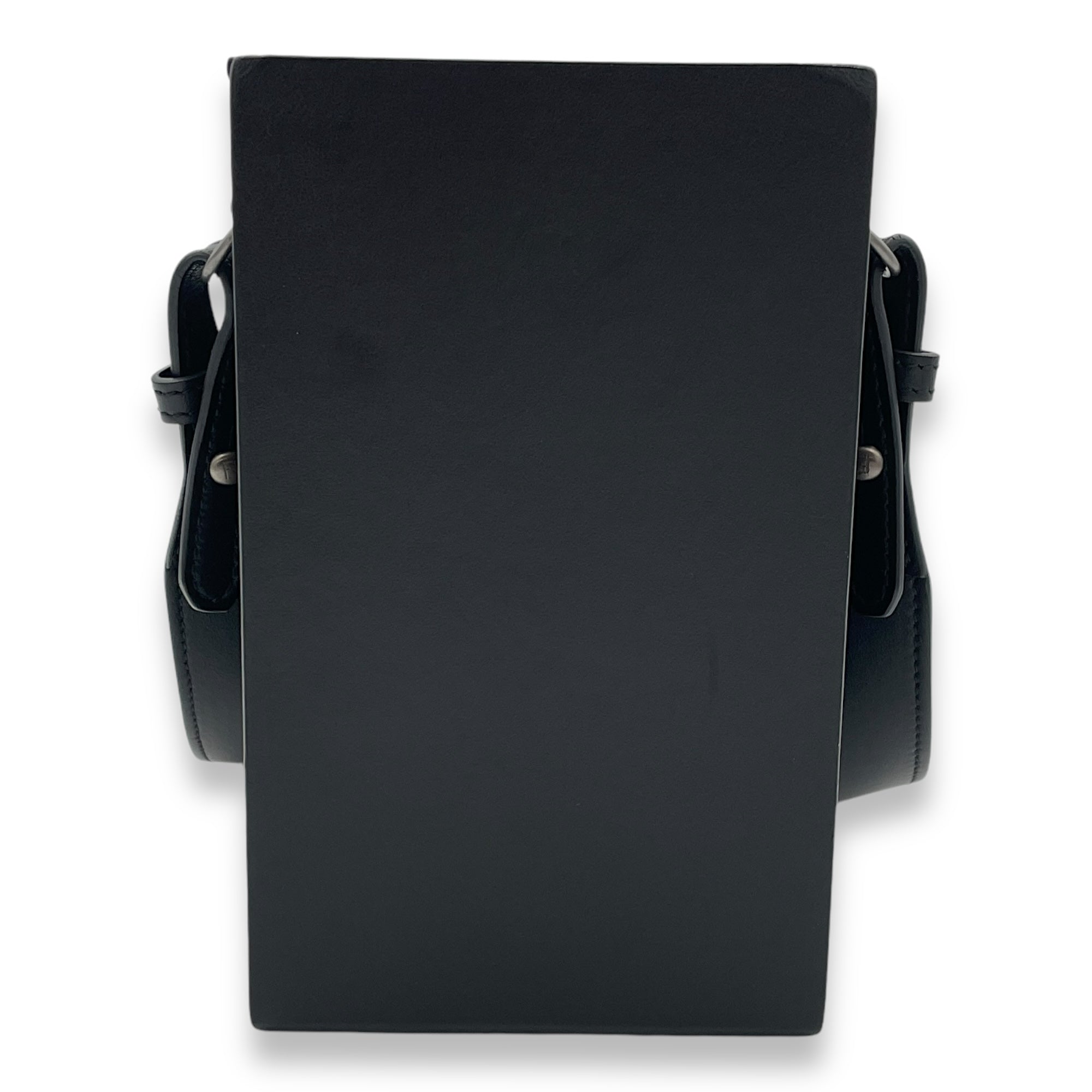 Box Crossbody Bag Black in Calfskin, Ruthenium hardware