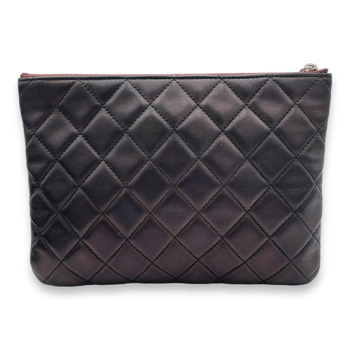 O Case Black Pouch in Lambskin, Silver hardware