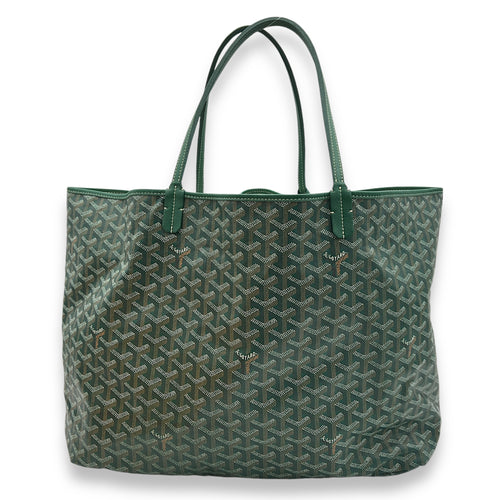 Saint Louis Tote Bag GM Green in Coated Canvas, Silver hardware