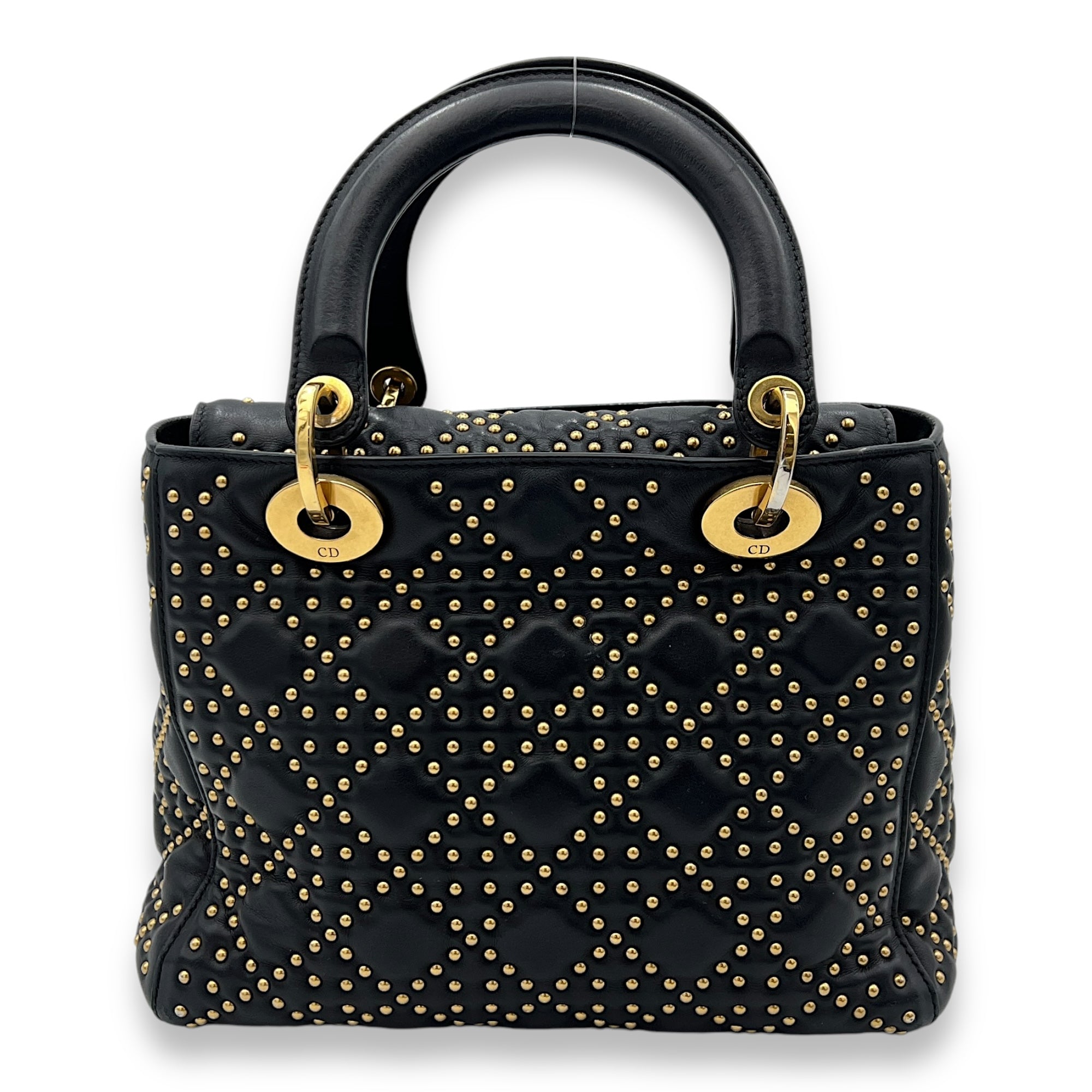 Lady Dior Medium Top handle bag in Lambskin, Gold Hardware