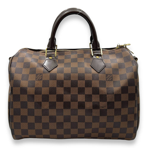 Speedy Bandouliere 30 Damier Ebene Top Handle Bag in Coated Canvas, Gold hardware