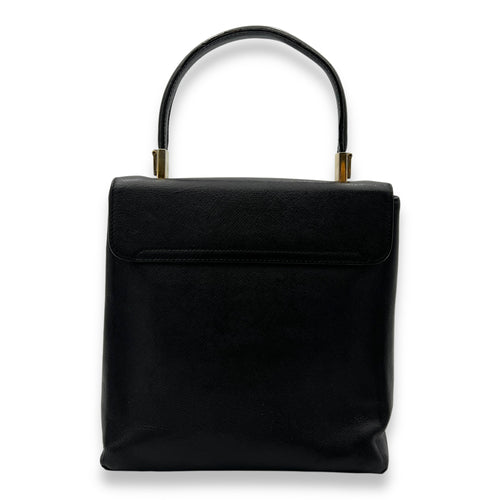 Gancini Top Handle Bag Black in Calfskin, Gold hardware