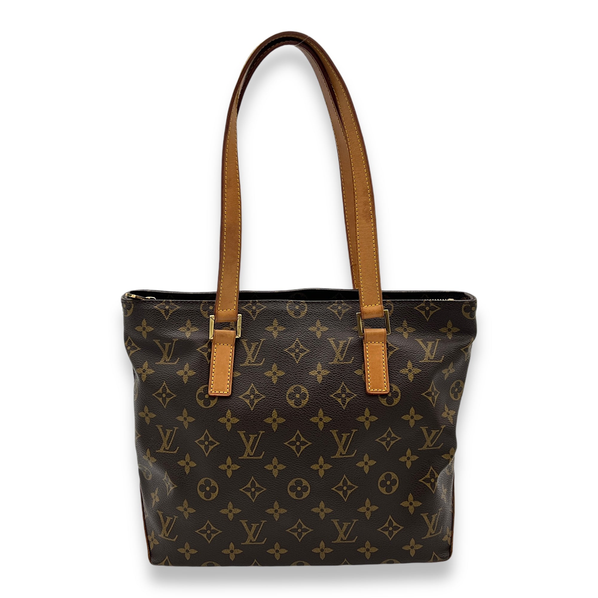 Cabas Piano Tote Bag Brown in Monogram Coated Canvas, Gold hardware