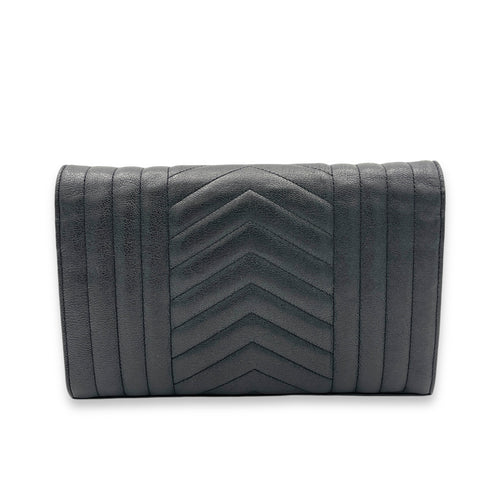 Envelope Wallet On Chain Black in Calfskin, Silver hardware