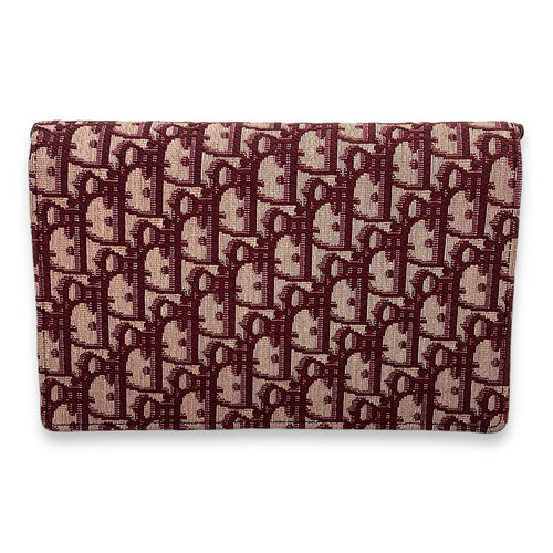 OBLIQUE SADDLE Red Wallet On Chain in Jacquard, Gold hardware