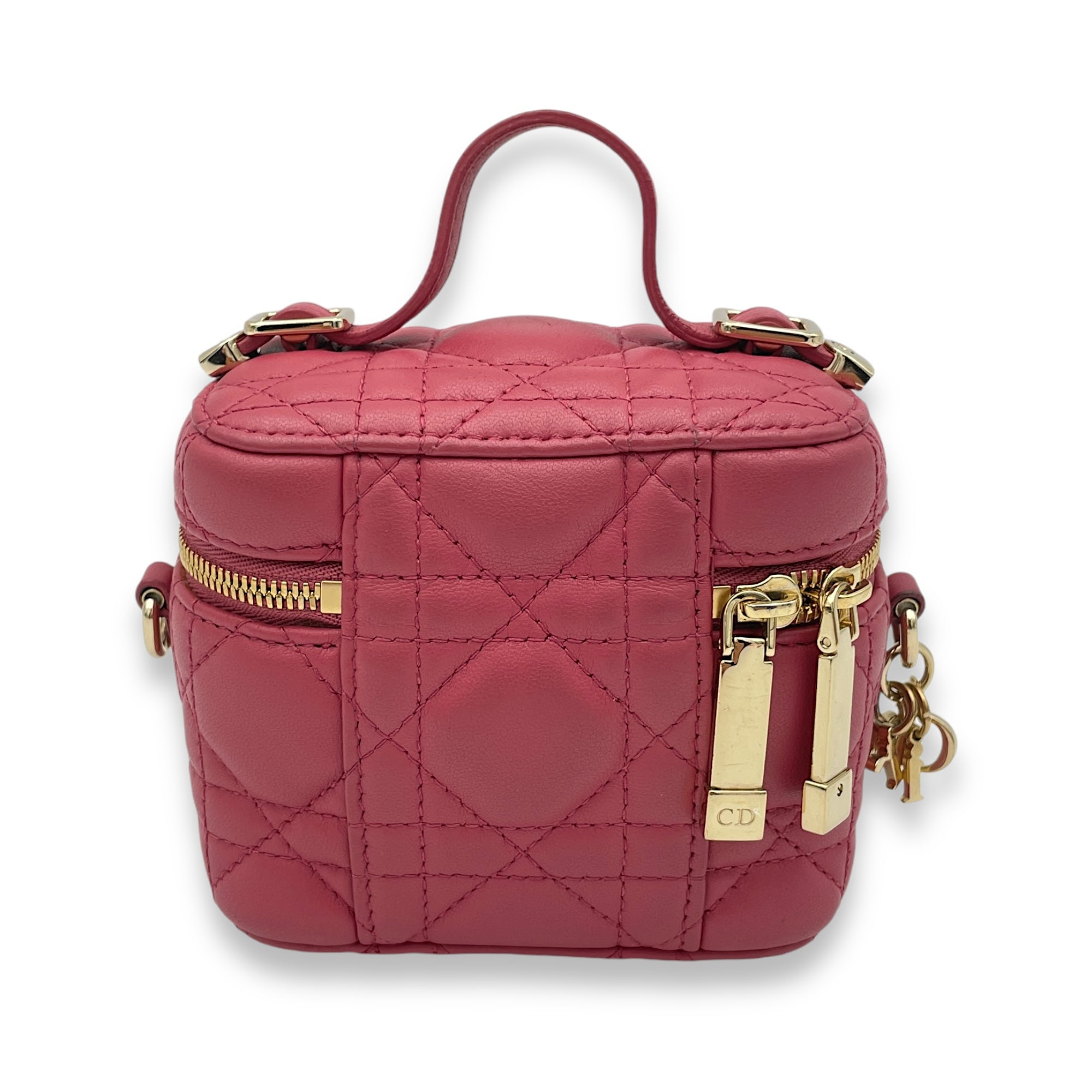 Lady Dior Vanity Micro Crossbody bag in Lambskin, Gold Hardware