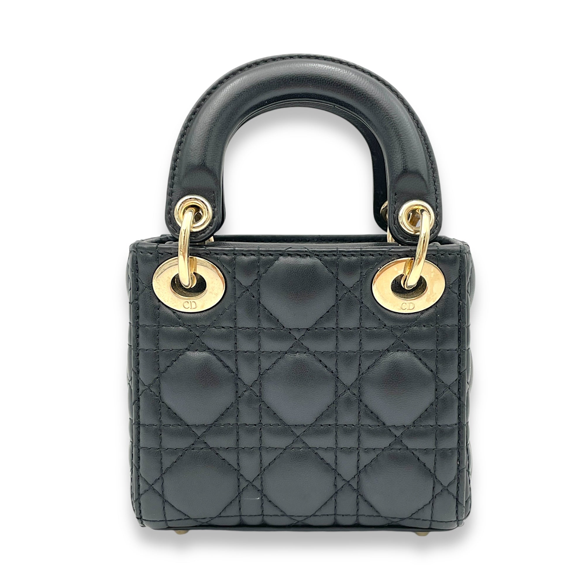 Lady Dior Micro Top handle bag in Lambskin, Gold Hardware