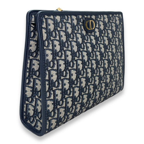 30 Montaigne  Navy Pouch in Jacquard, Gold hardware